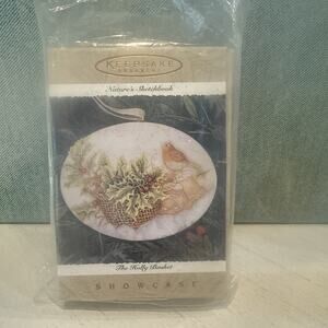 Vtg Hallmark Ornament Christmas Holly Bskt Showcase Natures Sketchbook 1996 NOS